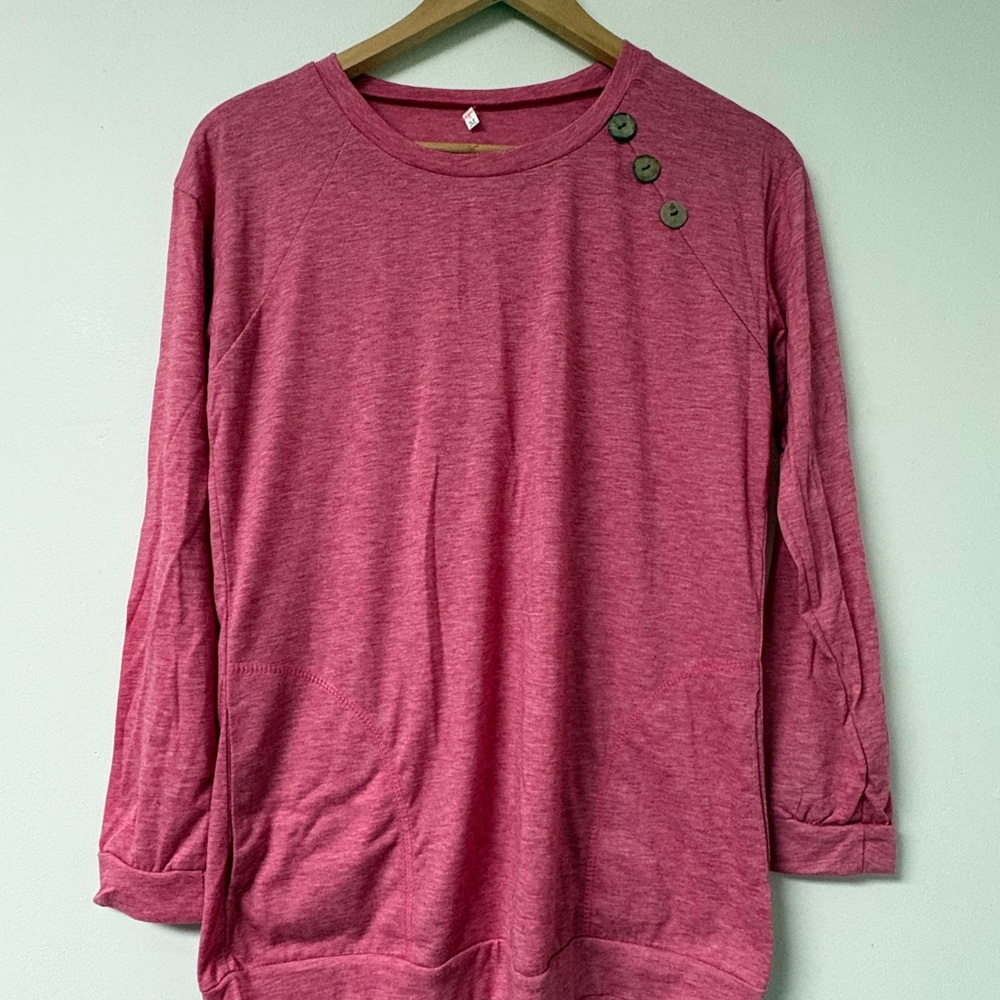Nameless Pink Long Sleeve Top with Button Detail